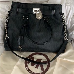 Michael Kors Large Black and Silver Hamilton Purse